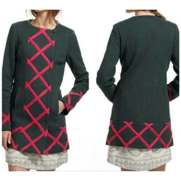 elevenses Anthropologie Tamarisk Lattice Coat - 2 - Picture 1 of 13